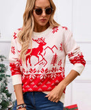 Classic Christmas Tree Print Round Neck Pullover For Women