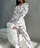 CozyNest Heart-Shaped Printed Cotton Pajamas – Soft Breathable Comfort