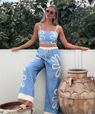 Floral Camisole And Wide Leg Pants Set Multicolor Chic