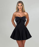 Sexy Strapless Short Dress With Bow Tie For Figure Hugging