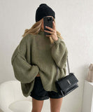 Relaxed Semi High Neck Pullover Sweater For Everyday Wear