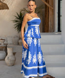 Ethnic Style Backless Halter Pants Set Figure Hugging