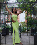 Single-Shoulder Backless Pleated Long Dress Elegant Evening