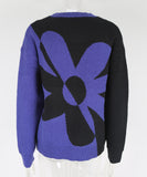 Relaxed Floral Patchwork Pullover Sweater Long Sleeve