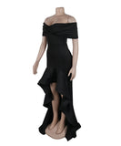Stylish One-Line Shoulder Top, Hip Stretch Waist Lace Dress