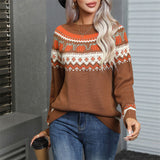 Relaxed Classic Christmas Round Neck Sweater For Women