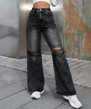 Distressed High Waist Wide Leg Jeans For Women Chic Casual