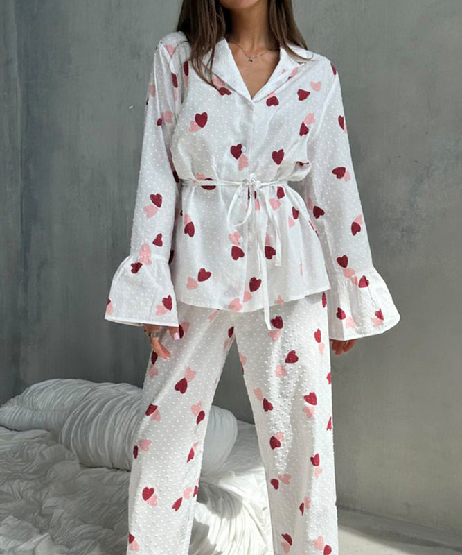 CozyNest Heart-Shaped Printed Cotton Pajamas – Soft Breathable Comfort