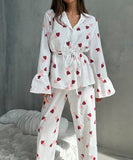 CozyNest Heart-Shaped Printed Cotton Pajamas – Soft Breathable Comfort