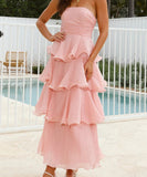 Stylish Strapless Backless Cake Dress in Vibrant Colors