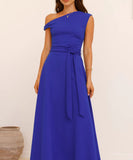 Elegant Sexy Tie Dress in Solid Colors for Effortless Style