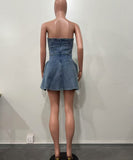 Elegant Denim Wrap-Around Sleeveless Dress for Stylish Women