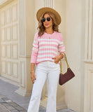 Classic Color Block Cable Knit Turtleneck Sweater Relaxed