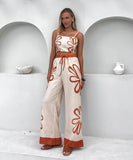 Floral Camisole And Wide Leg Pants Set Multicolor Chic