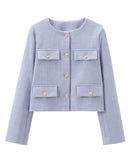 Fashionable Button Embellished Short Blazer Polyester