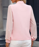 Ladies Blended Chiffon Long Sleeve Solid Color Blouse