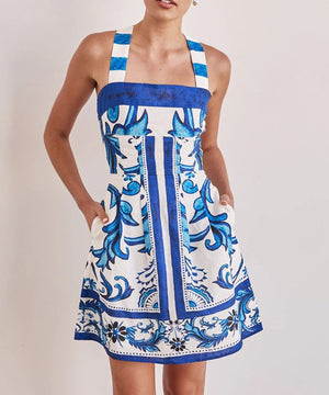 Stylish Women's Printed Halter Dress in Vibrant Colors