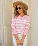 Classic Color Block Cable Knit Turtleneck Sweater Relaxed