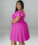 Oversized One-Shoulder Wide Sleeve Dress for Women with Short Sleeves