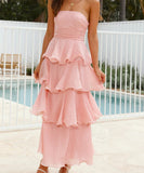 Stylish Strapless Backless Cake Dress in Vibrant Colors
