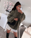Relaxed Semi High Neck Pullover Sweater For Everyday Wear