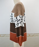 Classic Womens Leopard Patchwork Relaxed Knit Sweater
