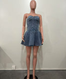 Elegant Denim Wrap-Around Sleeveless Dress for Stylish Women
