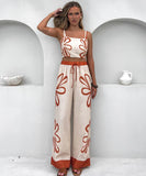 Floral Camisole And Wide Leg Pants Set Multicolor Chic