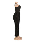 Fluffy Lace Halter Top And Pants Set With Tassels Details