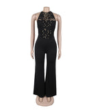 Women's High Neck Sleeveless One-Piece Pants in Apricot Black White