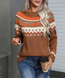 Relaxed Classic Christmas Round Neck Sweater For Women