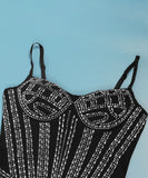 Classic Wrap Dress With High Waist Full Length Diamond Trim