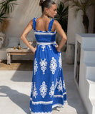 Vacation-Style Halter Top Beach Dress with High Waist Skirt