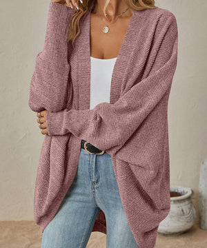 Batwing Sleeve Cardigan Loose Knit Coat Nylon Elastane
