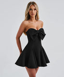 Sexy Strapless Short Dress With Bow Tie For Figure Hugging