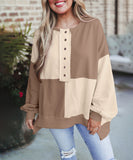 Casual Patchwork Collar Long Sleeve Pullover Soft And Cozy