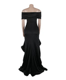 Stylish One-Line Shoulder Top, Hip Stretch Waist Lace Dress