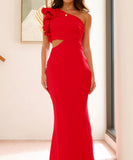 Fashionable One Shoulder Slimming Dress in Vibrant Colors