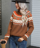 Relaxed Classic Christmas Round Neck Sweater For Women
