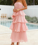 Stylish Strapless Backless Cake Dress in Vibrant Colors