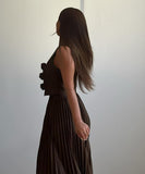 Sleeveless Tank Top Two Piece Set With Pleated Sleeves Women
