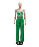 Chic Strapless Two-Piece Outfit with Solid Long Pants