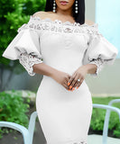 One-Shoulder Lace Fishtail Dress Elegant Charm Evening Gown