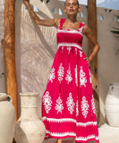 Vacation-Style Halter Top Beach Dress with High Waist Skirt