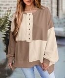Casual Patchwork Collar Long Sleeve Pullover Soft And Cozy