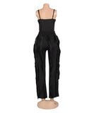 Fluffy Lace Halter Top And Pants Set With Tassels Details