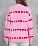 Classic Women Heart Pattern Knit Sweater Trendy Pullover