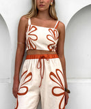 Floral Camisole And Wide Leg Pants Set Multicolor Chic
