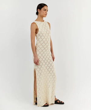 Sexy See-Through Crocheted Floral Cutout Knit Dress for Glamour