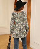 Printed Bubble Long Sleeve Fitted Top Nylon Elastane Blend